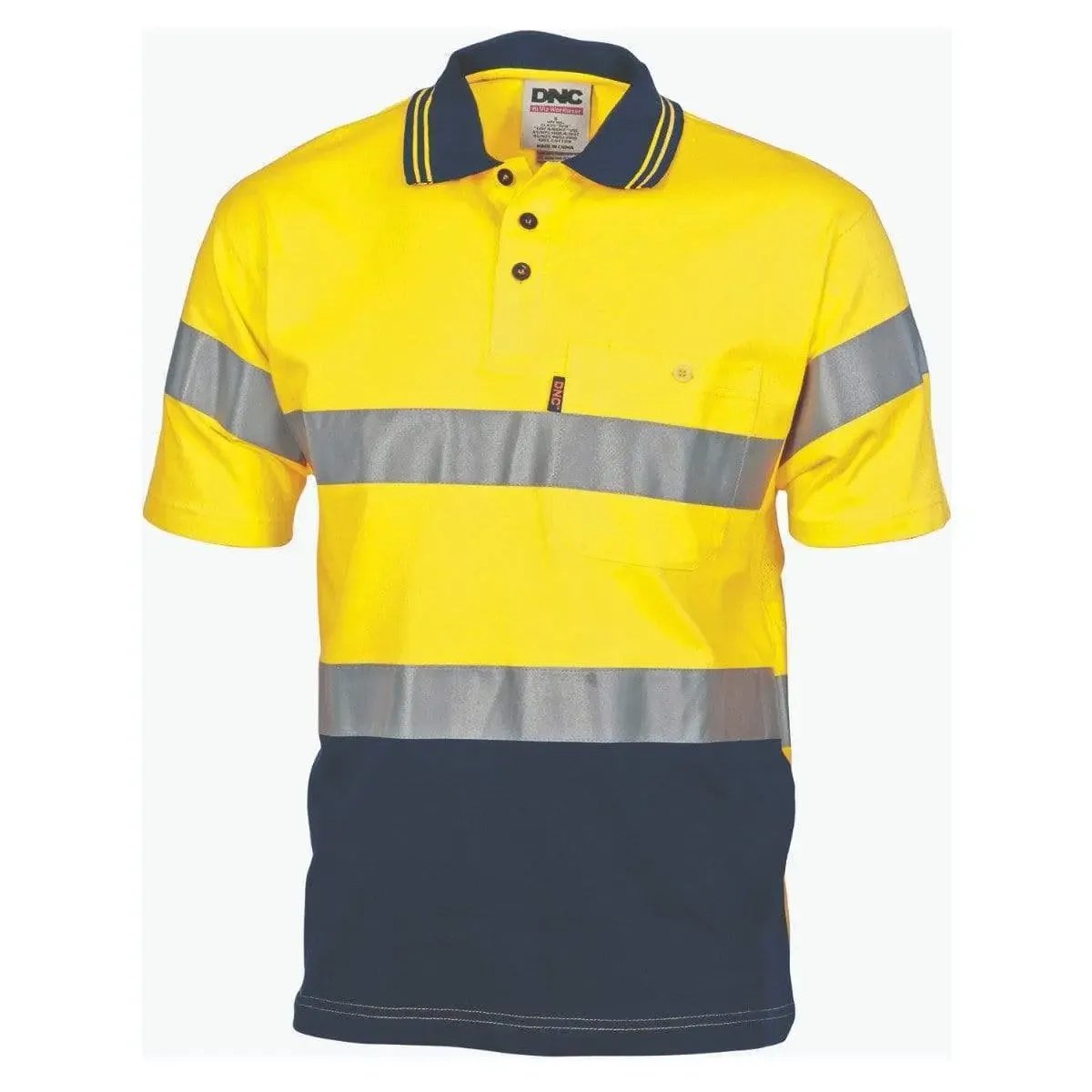 Dnc Workwear Hi-vis Cool-breeze Cotton Jersey Short Sleeve Polo With Csr Reflective Tape - 3915